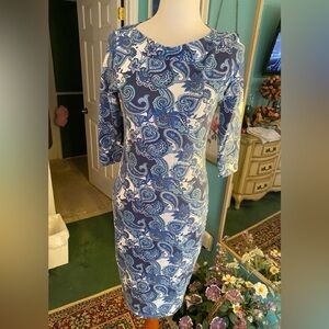 Stretchy Blue & White Dress